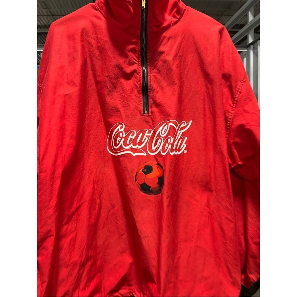 VINTAGE Coca-Cola SOCCER Jacket Wind Resistant XL - Picture 4 of 14